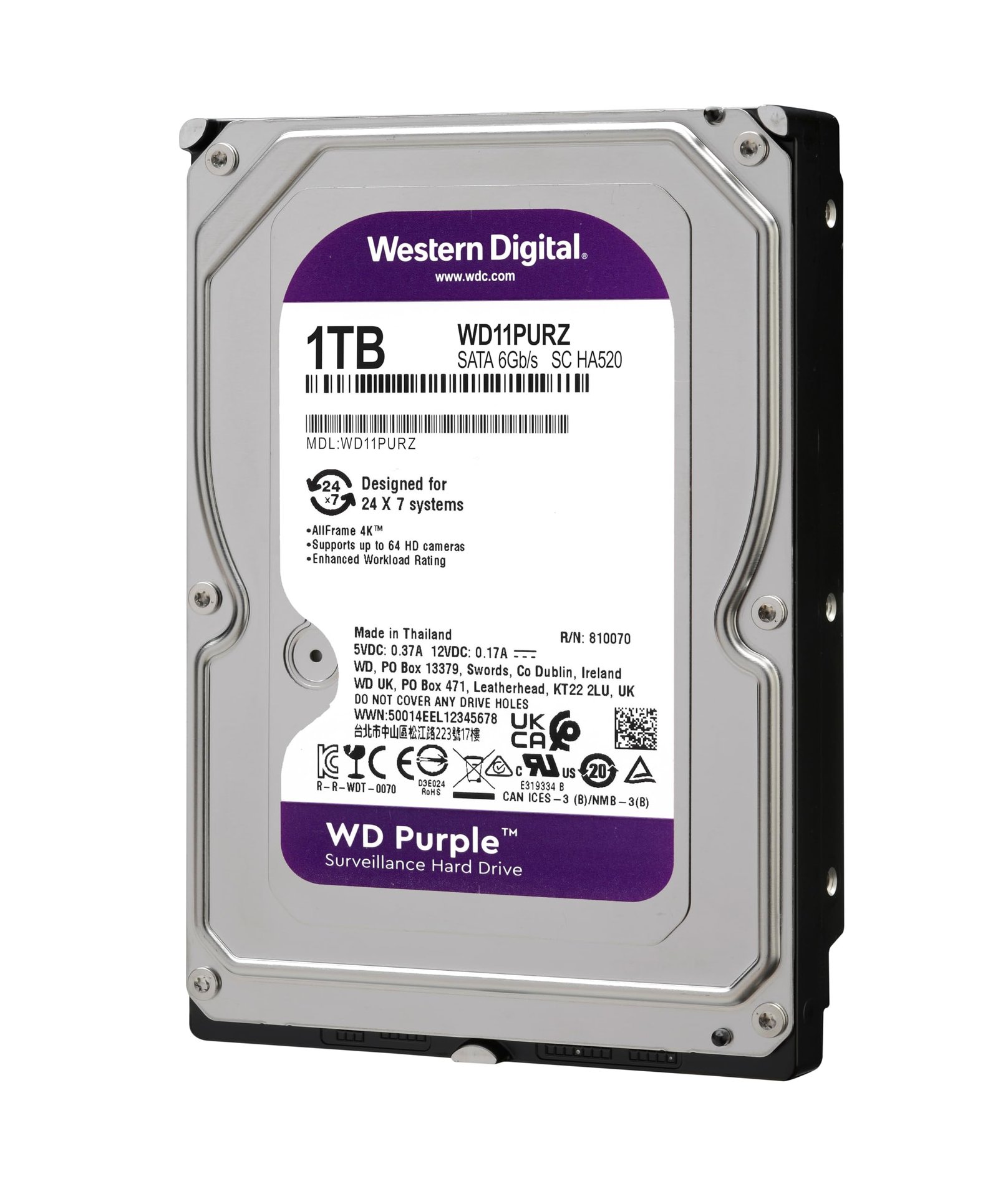 1TB DISCO DURO WD PURPLE PARA CCTV 5400 3.5 SATA 6GB - Imagen 2