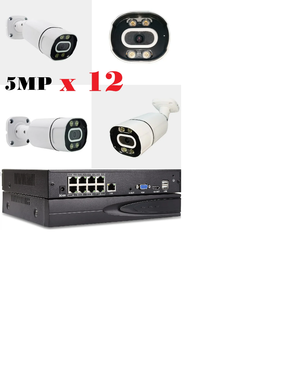 NS9005-5MP-POE-12 KIT NVR POE 8CH VISIÓN 10CH CON 12 CÁMARAS 5MP SDK 64G HS 85258999
