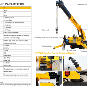 HYZ80 GRUA SPIDER HUAYEE 8T YUNNEI DIESEL 20.5M ORUGA HS 8426.41.99